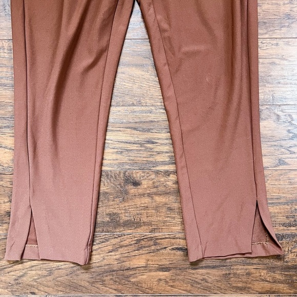Joie • pull on pants tapered leg brown knit drawstring waist split hem jogger - Picture 8 of 10